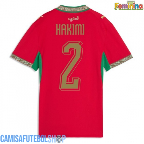 Camisa de time de futebol Marrocos Achraf Hakimi #2 Replicas 1º Equipamento Feminina Mundo 2026 Manga Curta